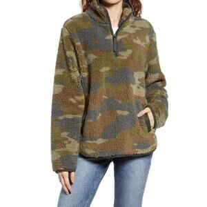THREAD & SUPPLY NEW $79 Wubby Fleece Cozy Pullover in Camo Allover XS